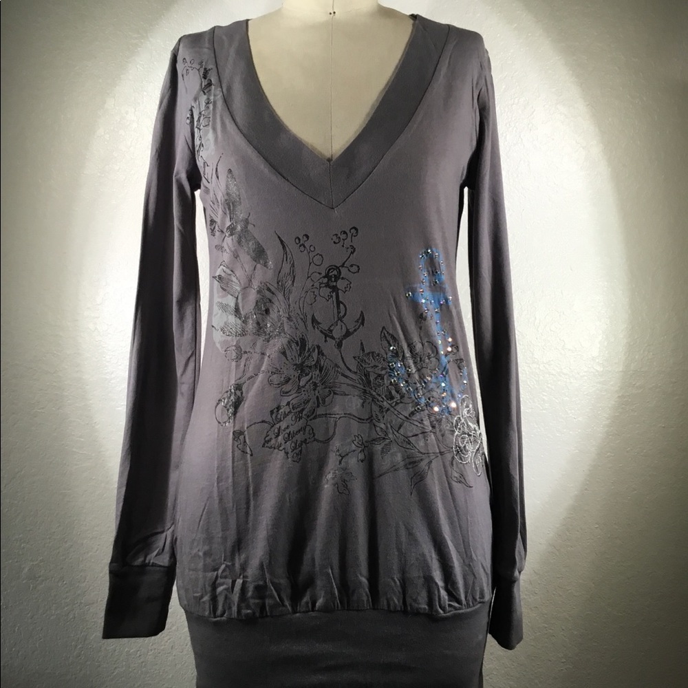 4 Love & Liberty by Johnny Was Swarovski Steel Set Anchorage Tee M NWT